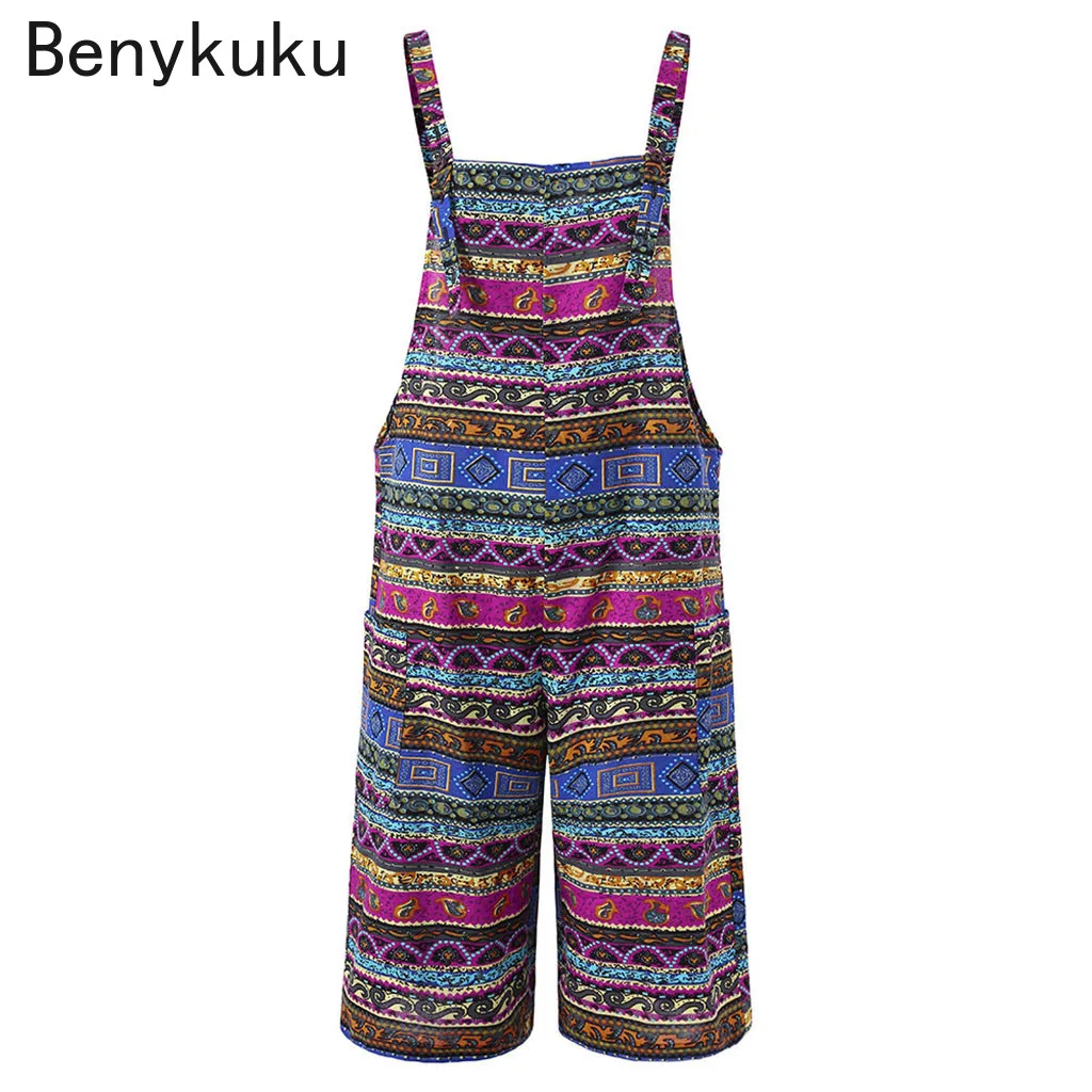 Body Jewelry Plus - Bohemian Striped Jumpsuits Women Overalls Vintage