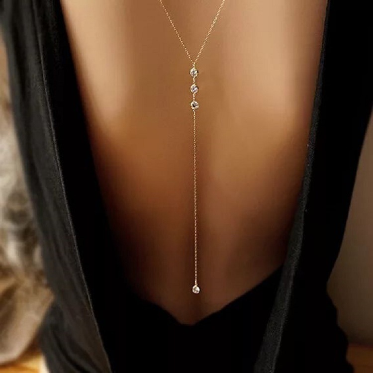 Body Jewellery - New Rhinestone Sexy Women's Back Chain