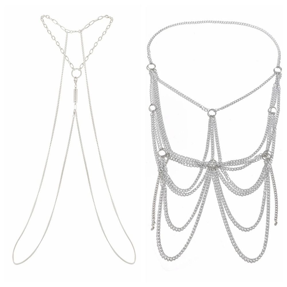 Body Jewelry Materials - Aluminum Material Body Cross Chain Silver