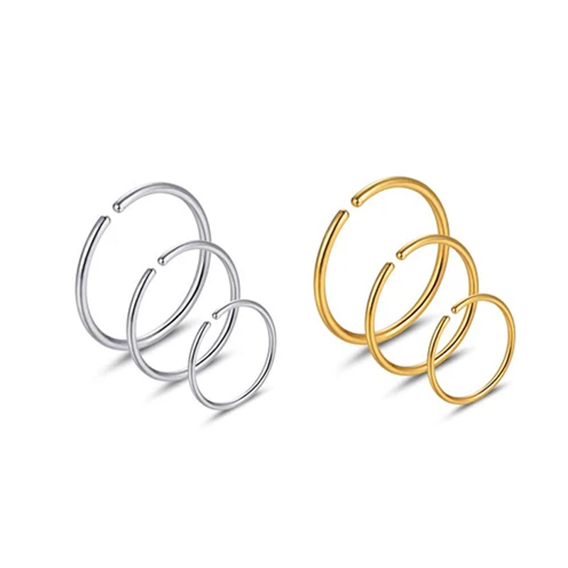 Body Jewelry Surgical Steel - 6pcs/lot Hypoallergenic Nose Rings Hoops 316L