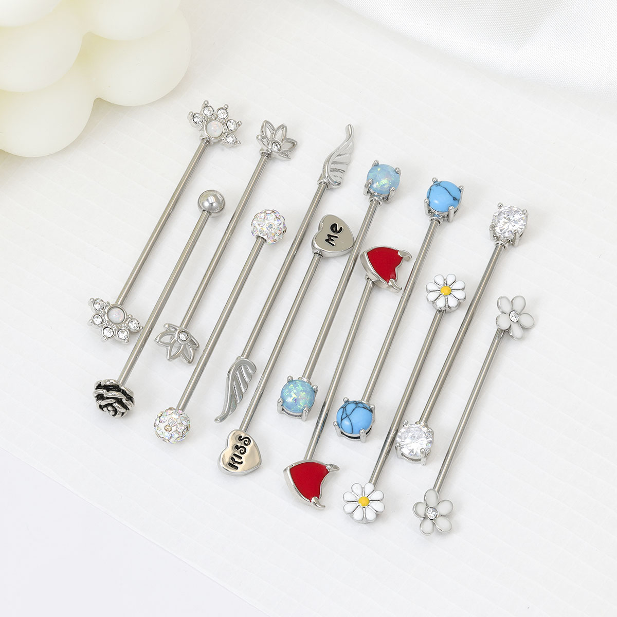 Body Jewelry Surgical Steel - 16G Arrows Hearts Industrial Barbell Surgical