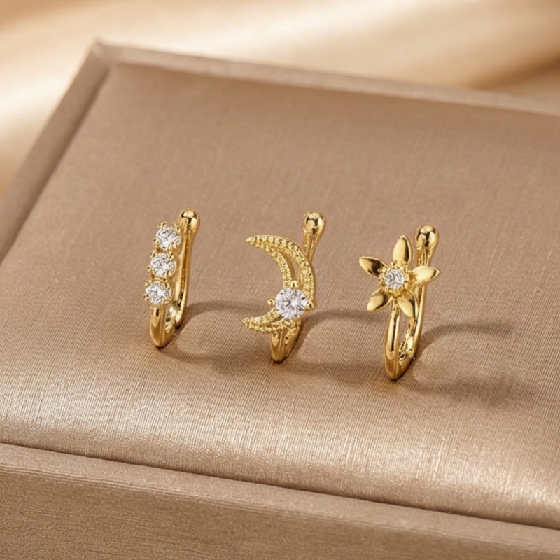 Body Jewelry Materials - 3-piece retro light luxury nose clip