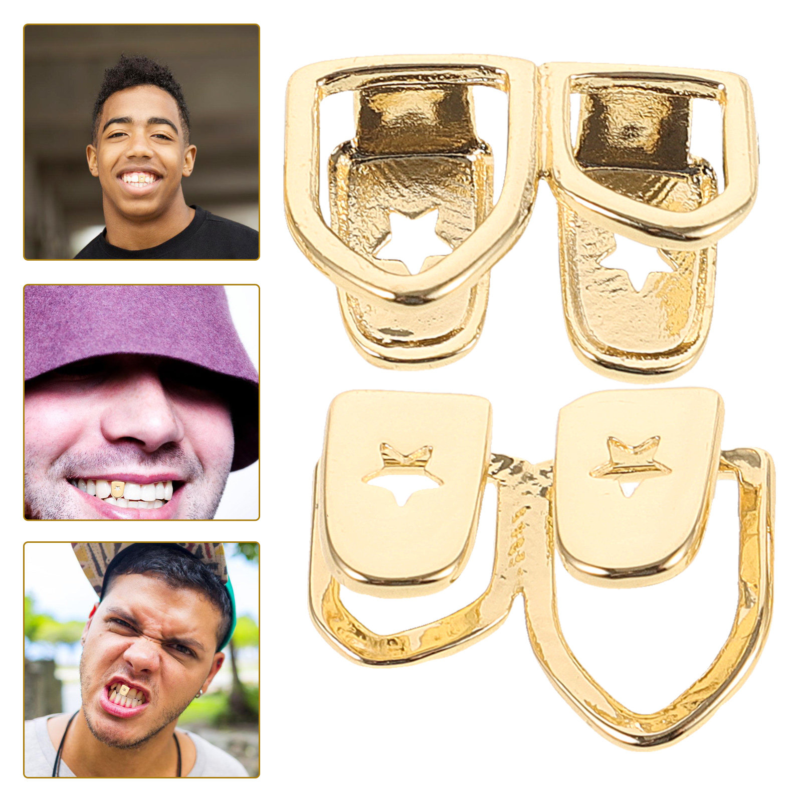 Body Jewelry Materials - 2Pcs Hip Hop Teeth Grills Copper
