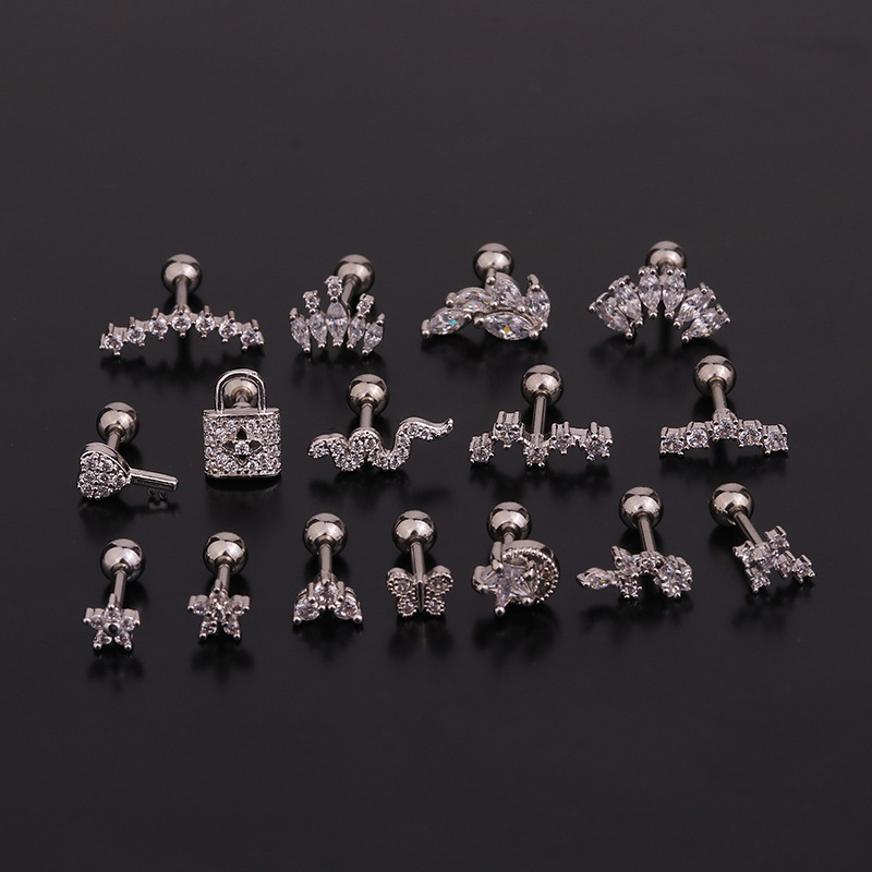 16G Stainless Steel Floral/Sna - Body Jewelry Surgical Steel recension och pris