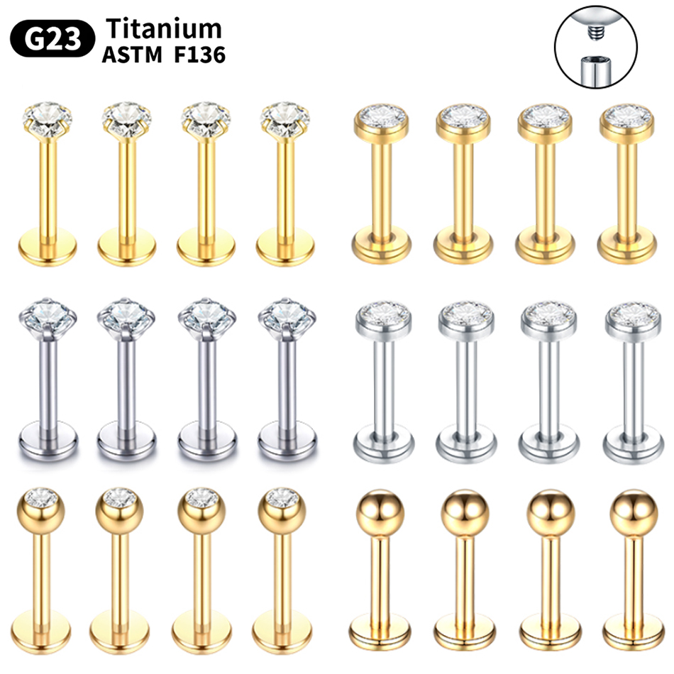 10PCS G23 Titanium Labret Pier - Body Jewelry Internally Threaded recension och pris