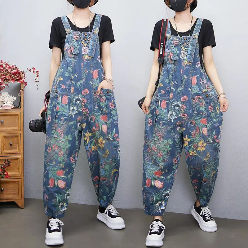 New Printed Denim Overalls Wom - Body Jewelry Plus recension och pris