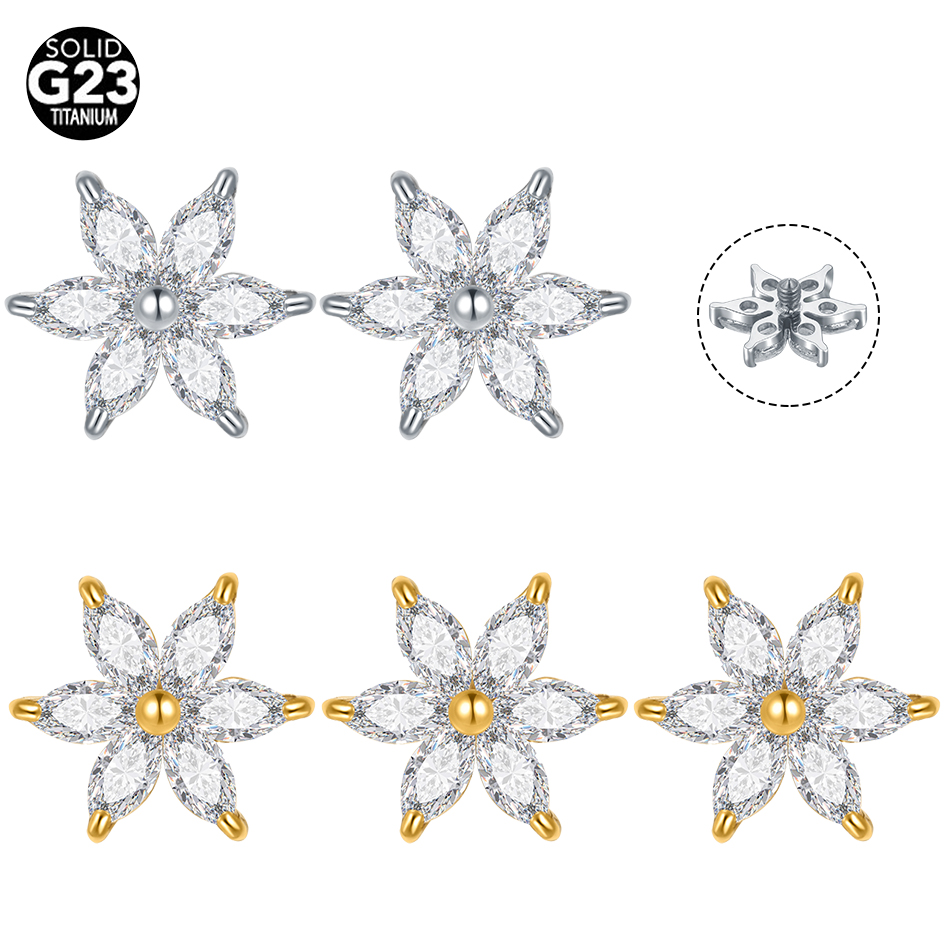 1/5PCS Titanium Crystal Flower - Dermal Anchor Top recension och pris