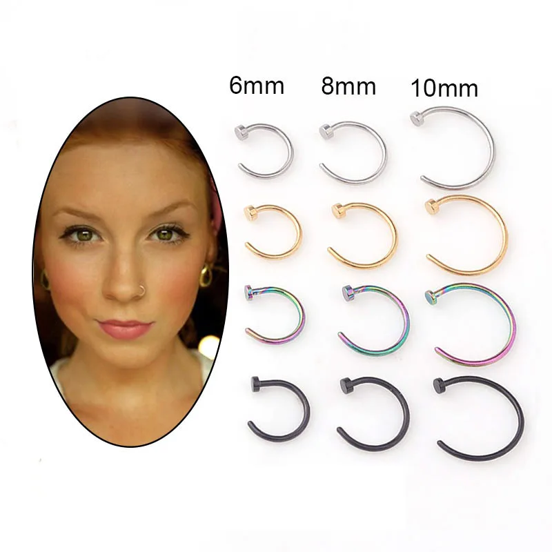 5pcs/lot 20G Nose Ring Hoop, 6 - Body Jewelry Surgical Steel recension och pris