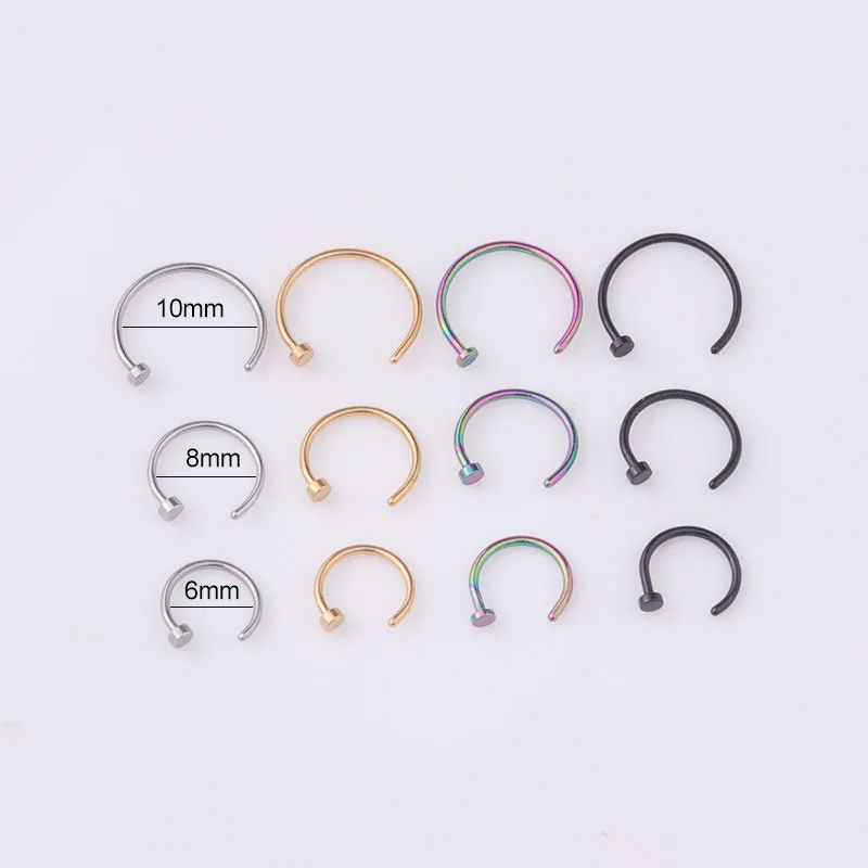 5pcs/lot 20G Nose Ring Hoop, 6 - Body Jewelry Surgical Steel recension och pris