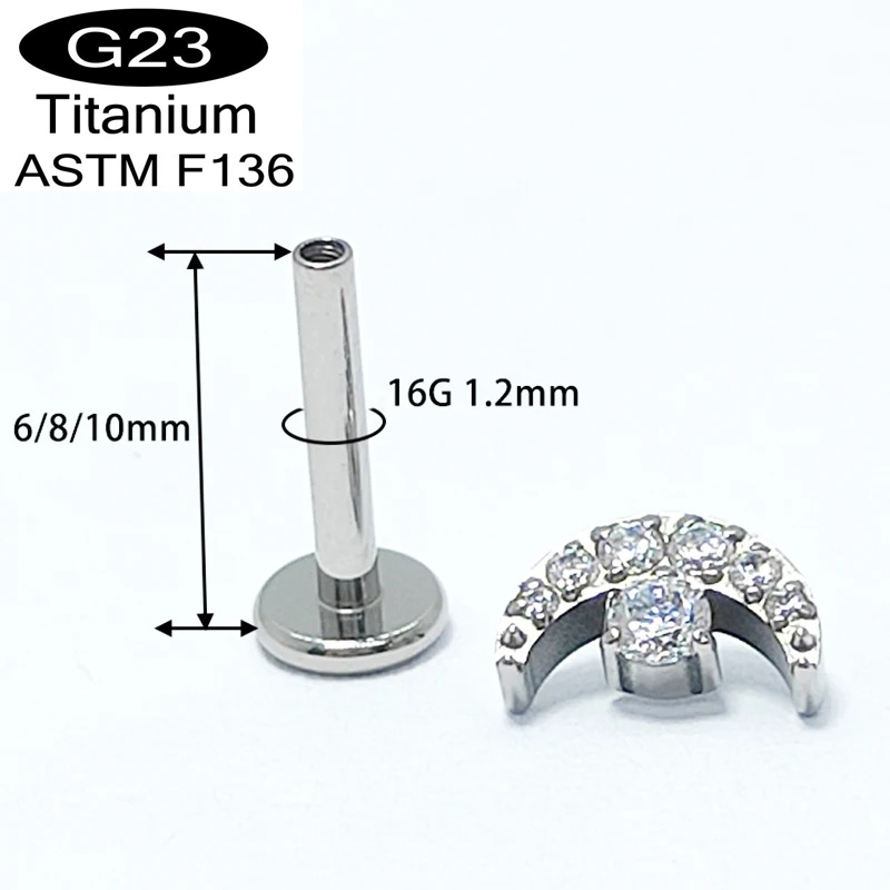 G23 Titanium Crescent-Moon-des - Dermal Anchor Top recension och pris