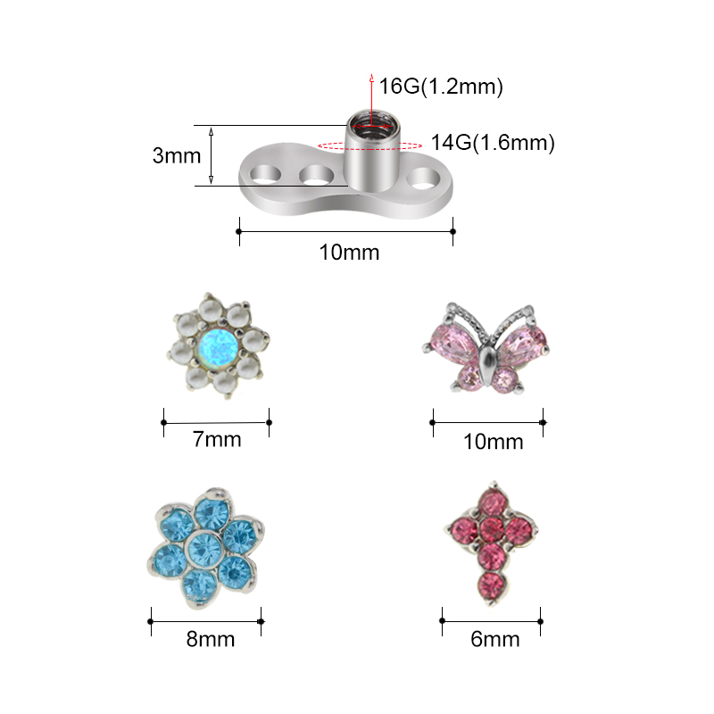 1PC 100% Surgical Steel 14G Mi - Dermal Anchor Top recension och pris