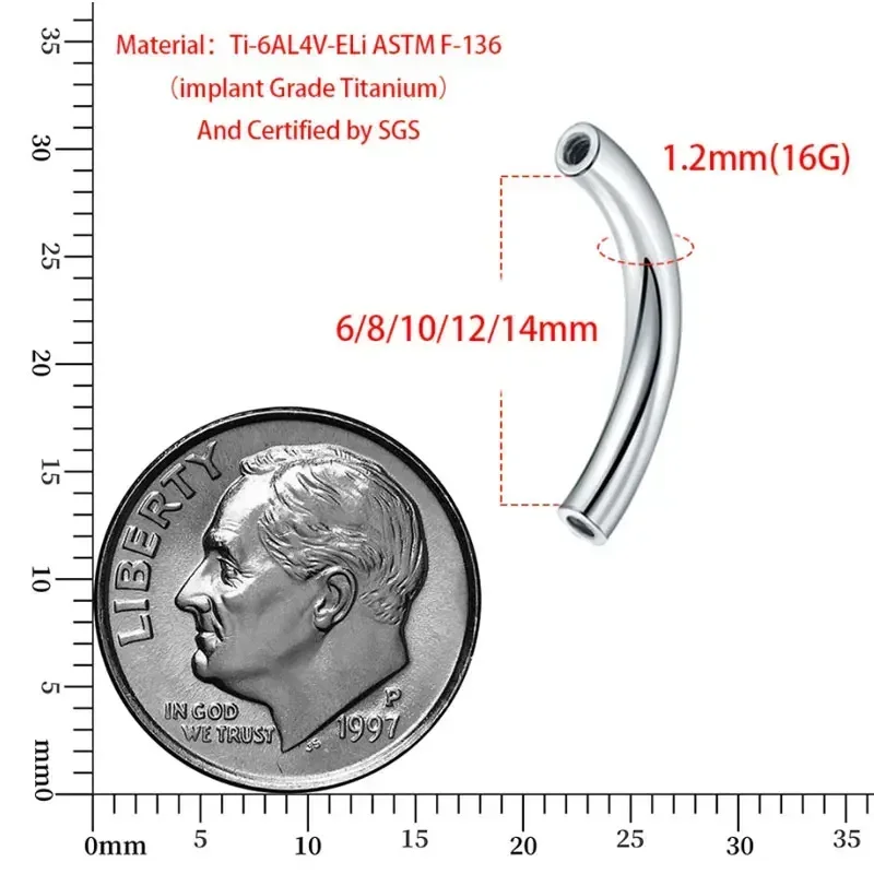 10 Pcs/Lot ASTM F136 Titanium  - Body Jewelry Internally Threaded recension och pris