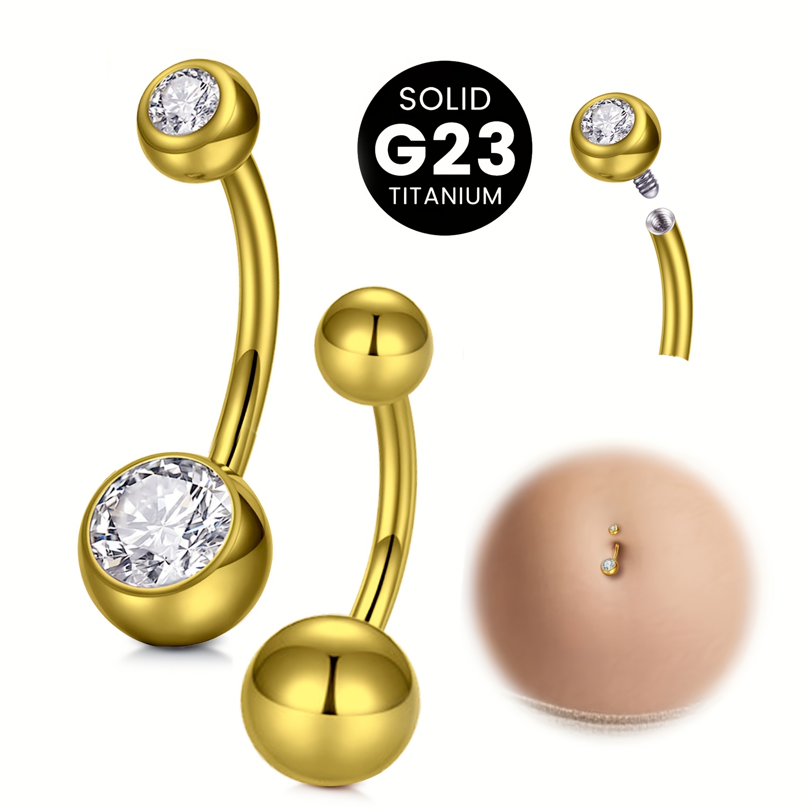 G23 titanium alloy Women's nav - Body Jewelry Materials recension och pris