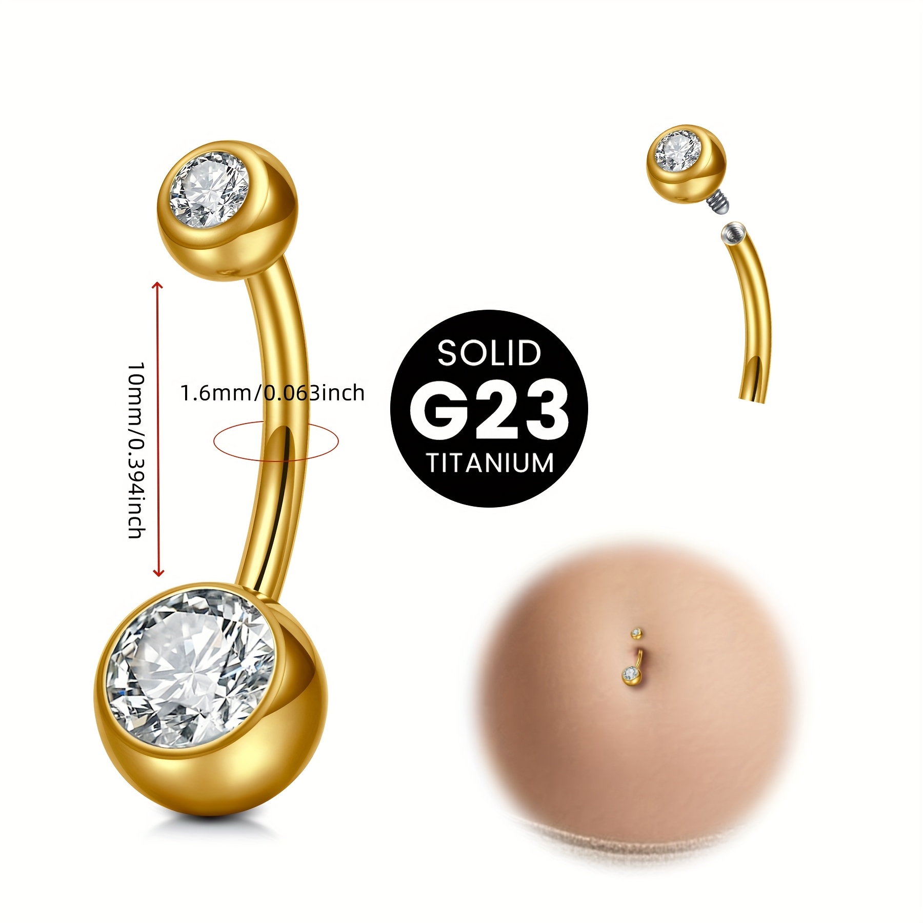 G23 titanium alloy Women's nav - Body Jewelry Materials recension och pris