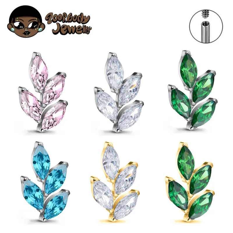 G23 Titanium Gem CZ Ear Conch  - Body Jewelry Internally Threaded recension och pris