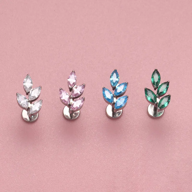 G23 Titanium Gem CZ Ear Conch  - Body Jewelry Internally Threaded recension och pris