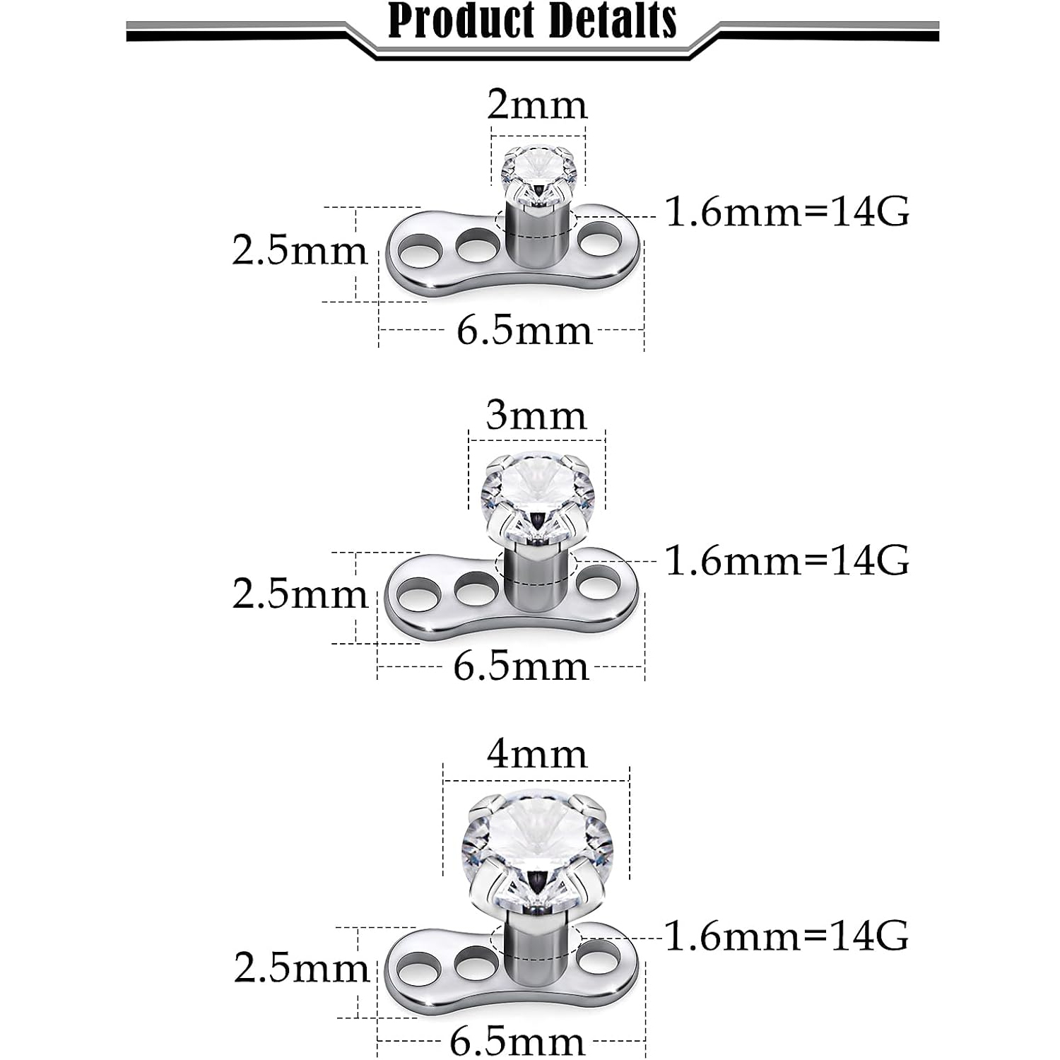14G G23 Titanium Dermal Pierci - Dermal Anchor Top recension och pris
