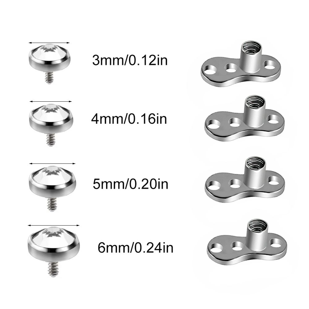 9PCS-1PC Surgical Steel Skin D - Dermal Anchor Top recension och pris