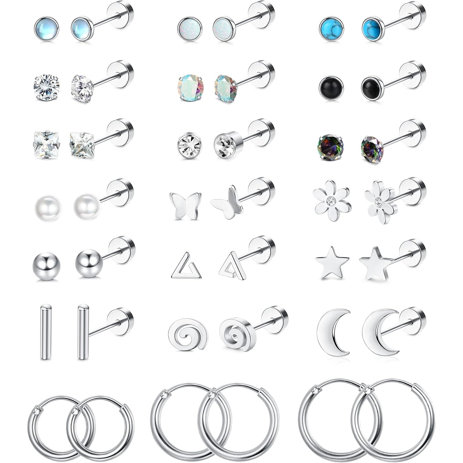FASACCO 1 Pair Surgical Steel  - Body Jewelry Surgical Steel recension och pris